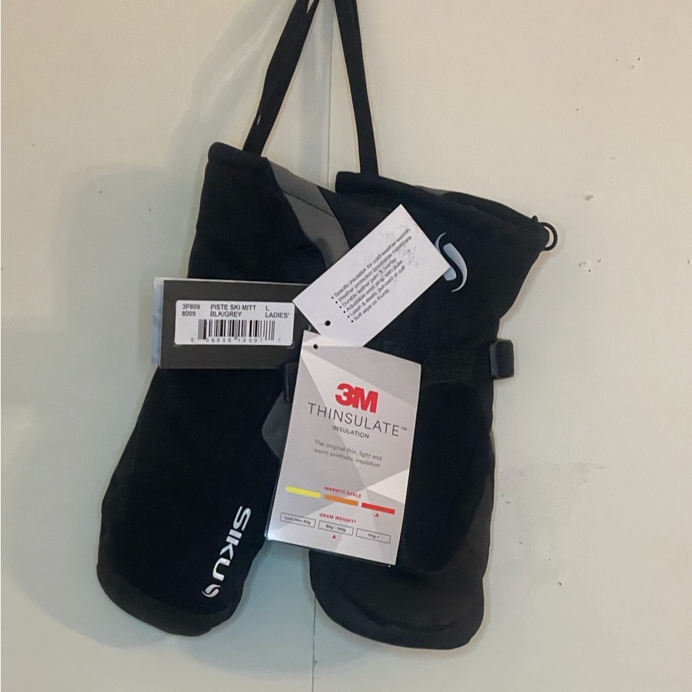 SIKU 3M THINSULATE LADIES SKI MITTS Size Large, Black/Gray